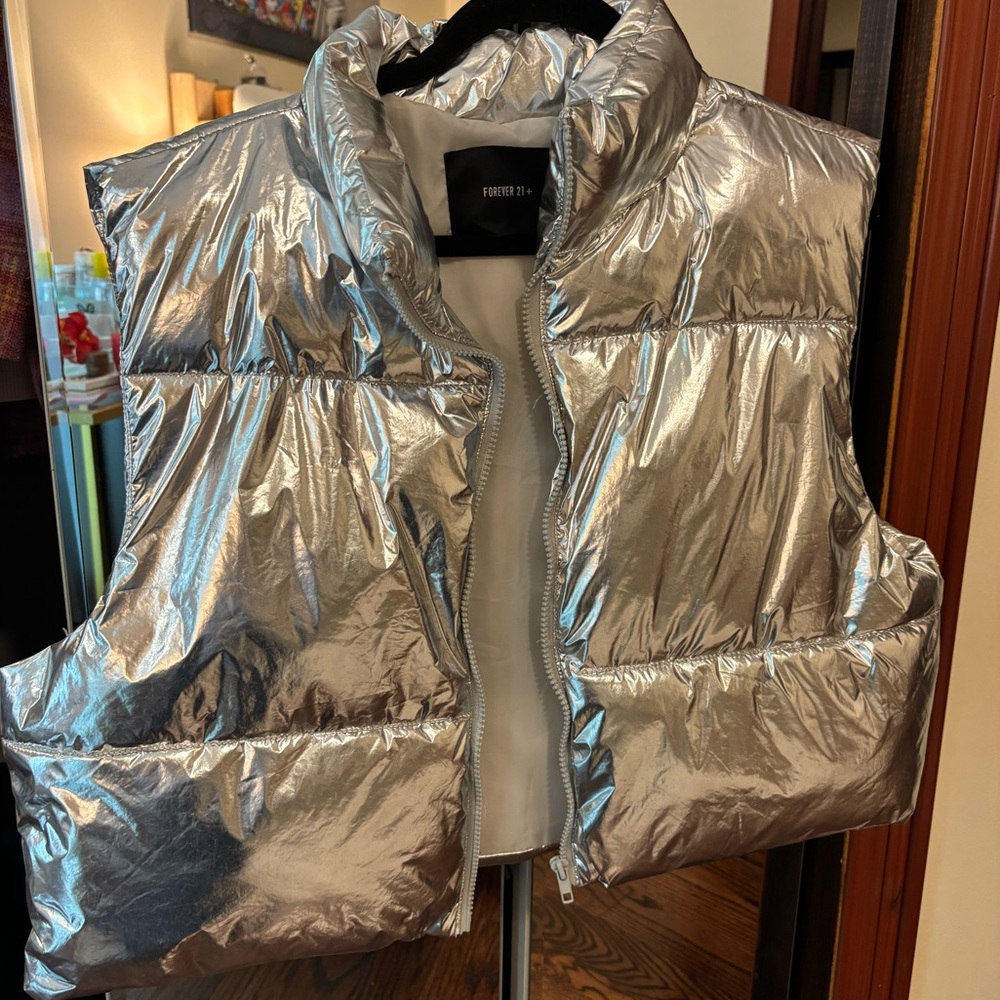 Forever 21 Metallic Puffer Vest